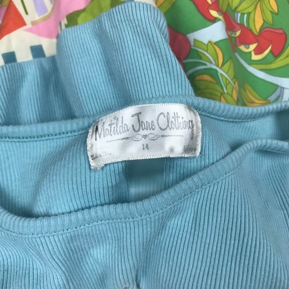 Matilda Jane Girls Blue Floral Panel Dress 14 - Picture 6 of 7